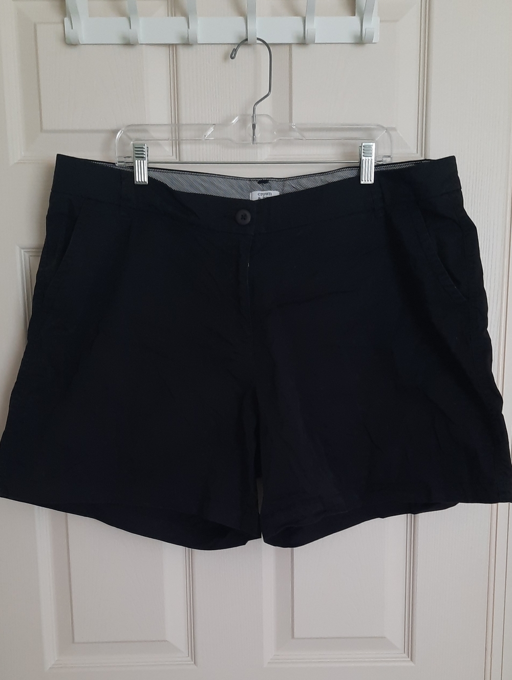 crown & ivy Black Bermuda Shorts with Front Button